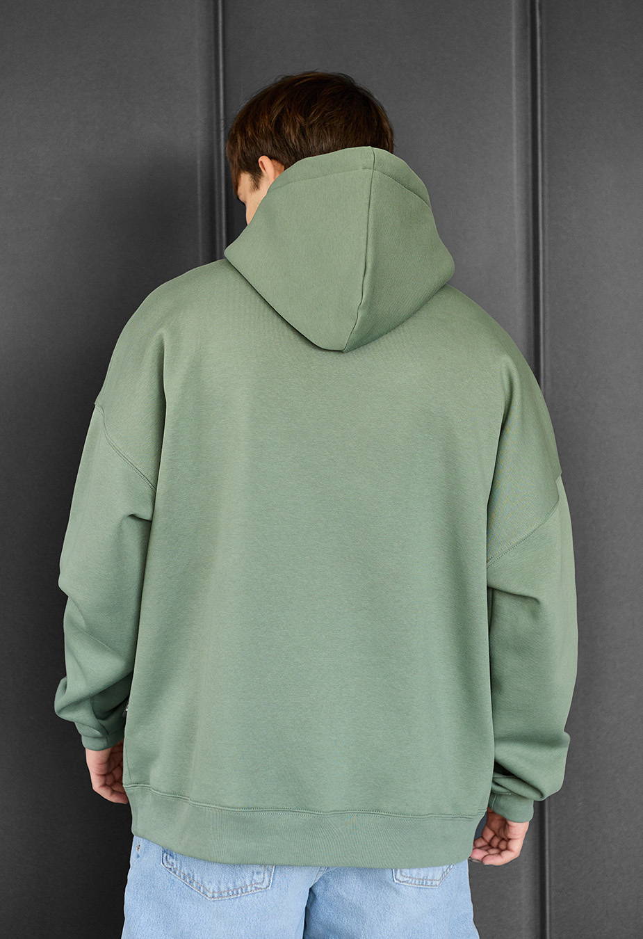 Bluza z kapturem Staff green basic oversize fleece