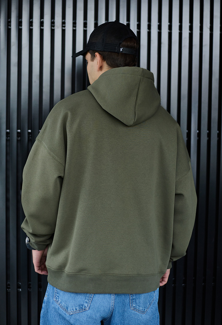 Bluza z kapturem Staff khaki basic oversize fleece