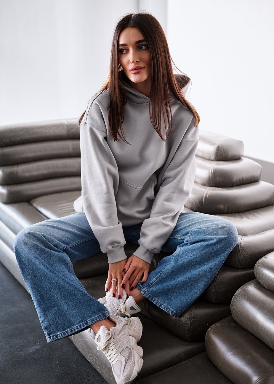 Bluza Staff light gray oversize fleece