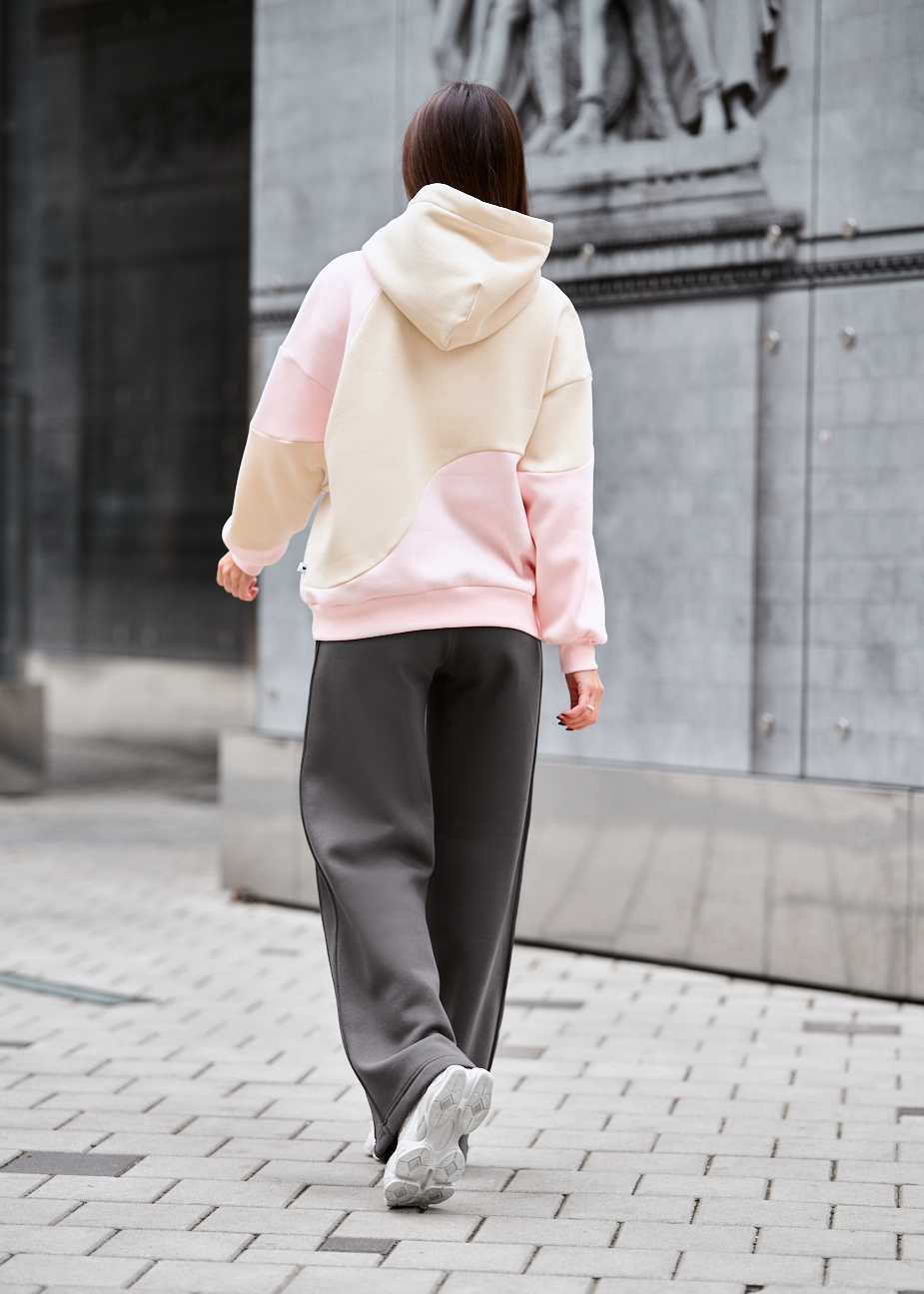 Bluza Staff moi pink & beige oversize fleece