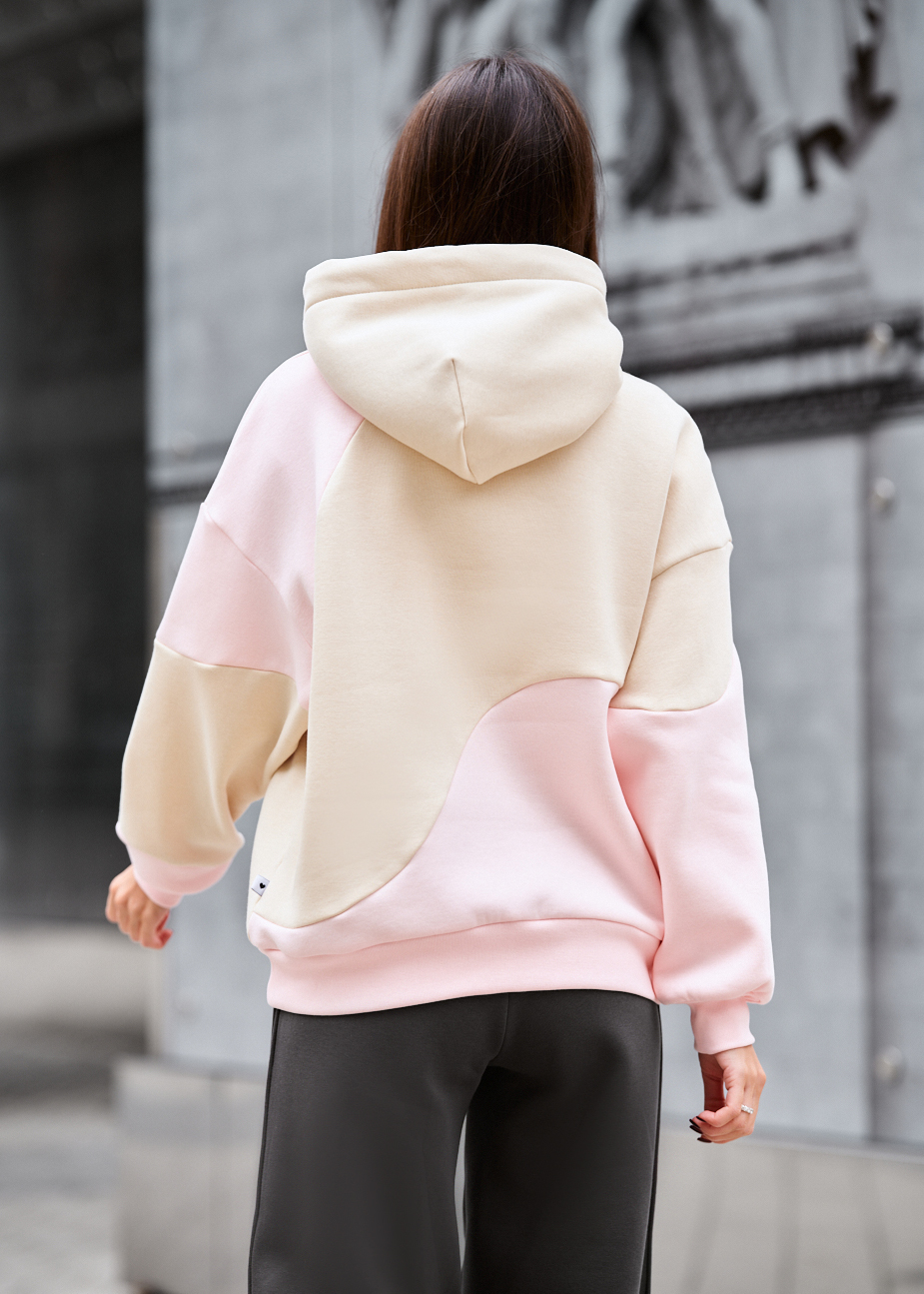 Bluza Staff moi pink & beige oversize fleece