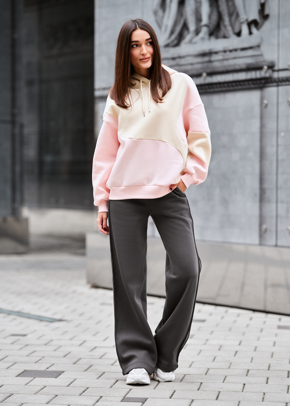 Bluza Staff moi pink & beige oversize fleece