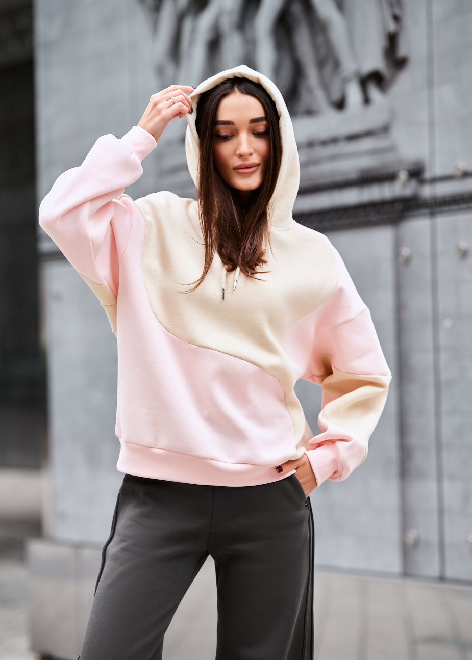 Bluza Staff moi pink & beige oversize fleece