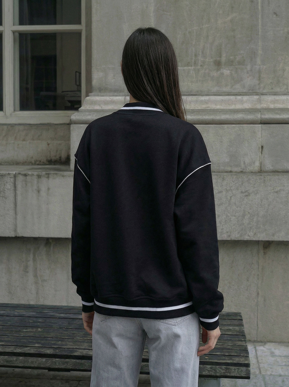 Bomber damski Staff lay reflective black oversize fleece