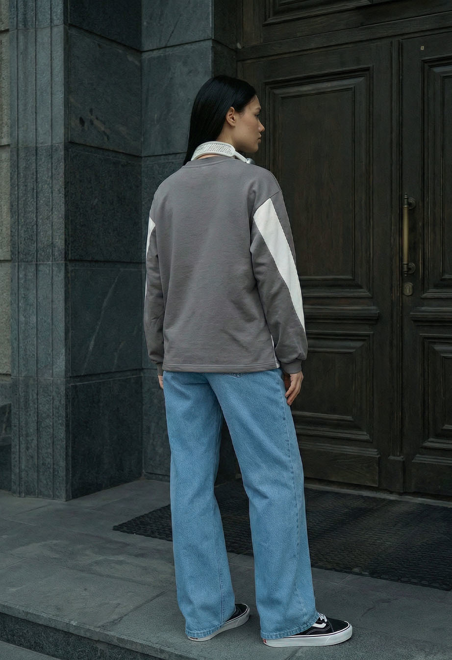 Longsleeve Staff sim gray & white