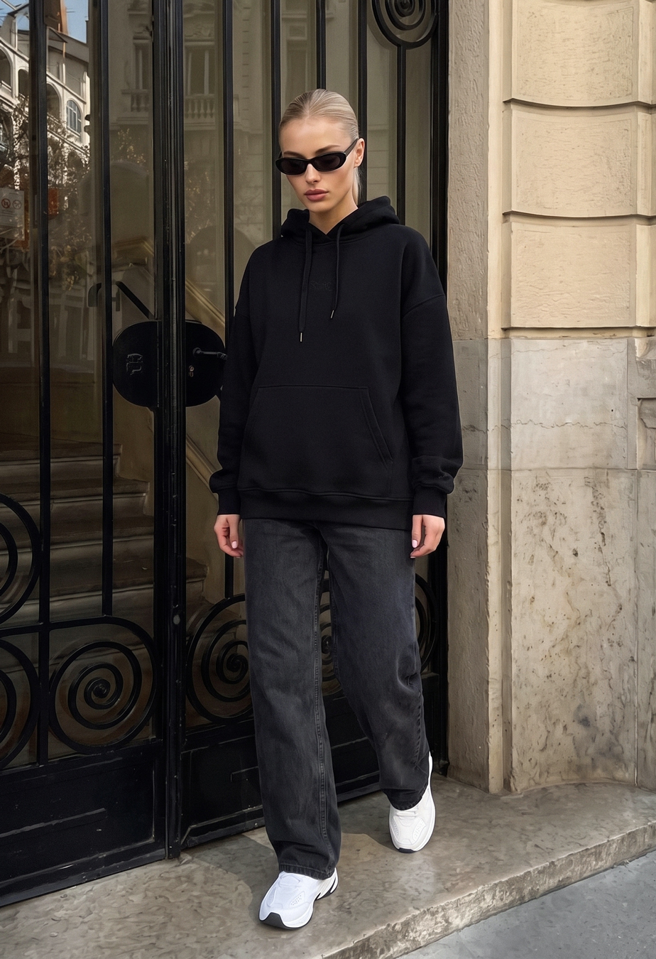Bluza Staff black logo oversize fleece