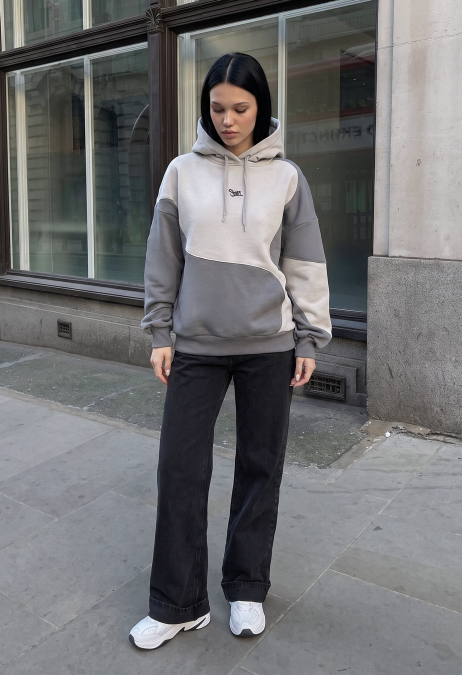 Bluza Staff light & dark gray logo oversize fleece