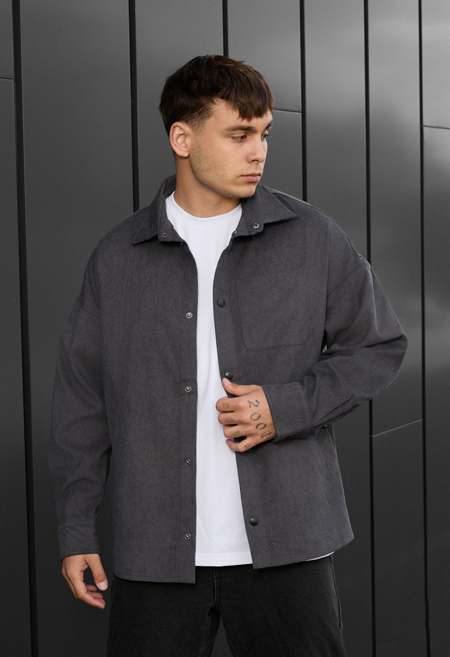 Koszula Staff velvet dark gray