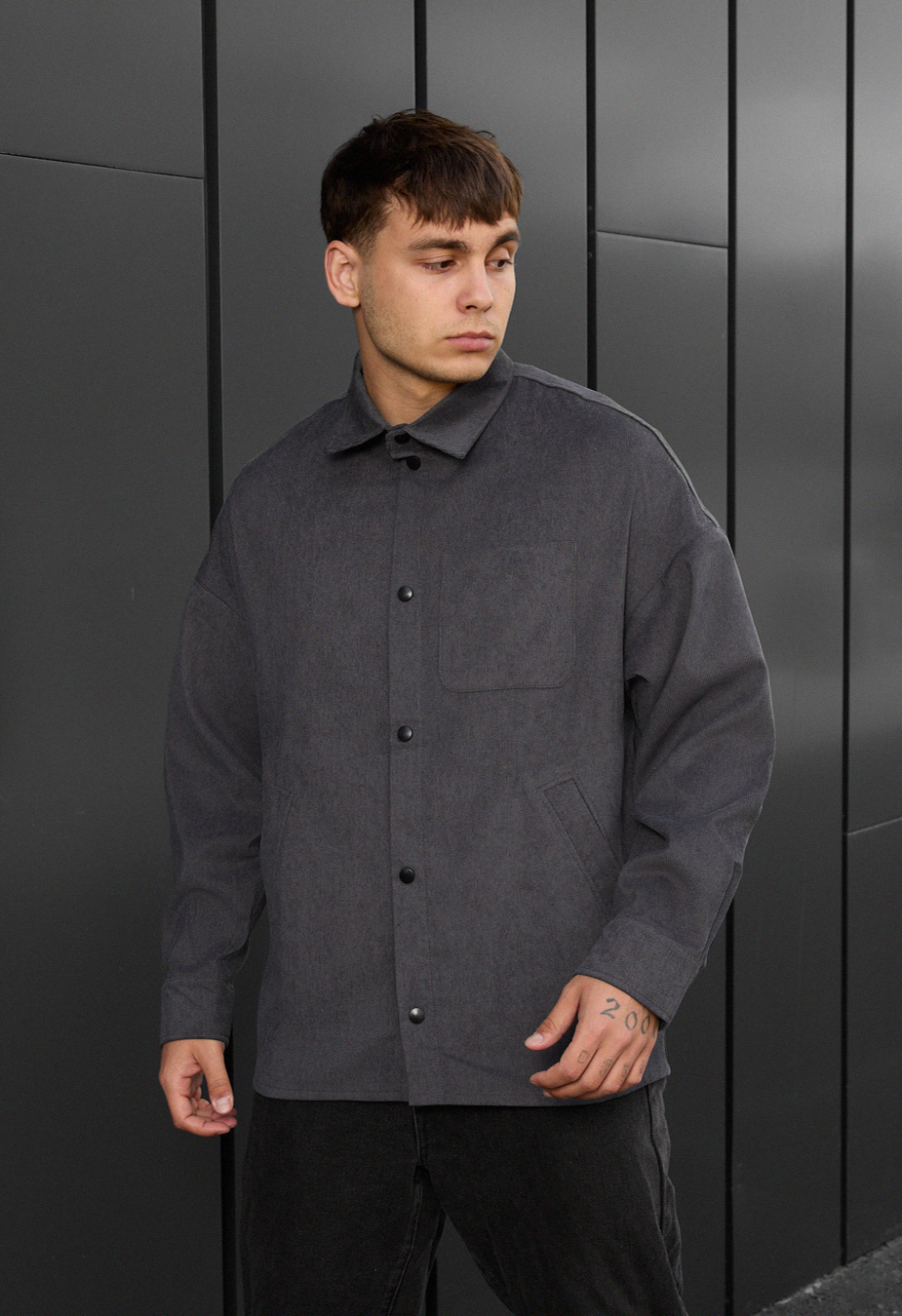 Koszula Staff velvet dark gray