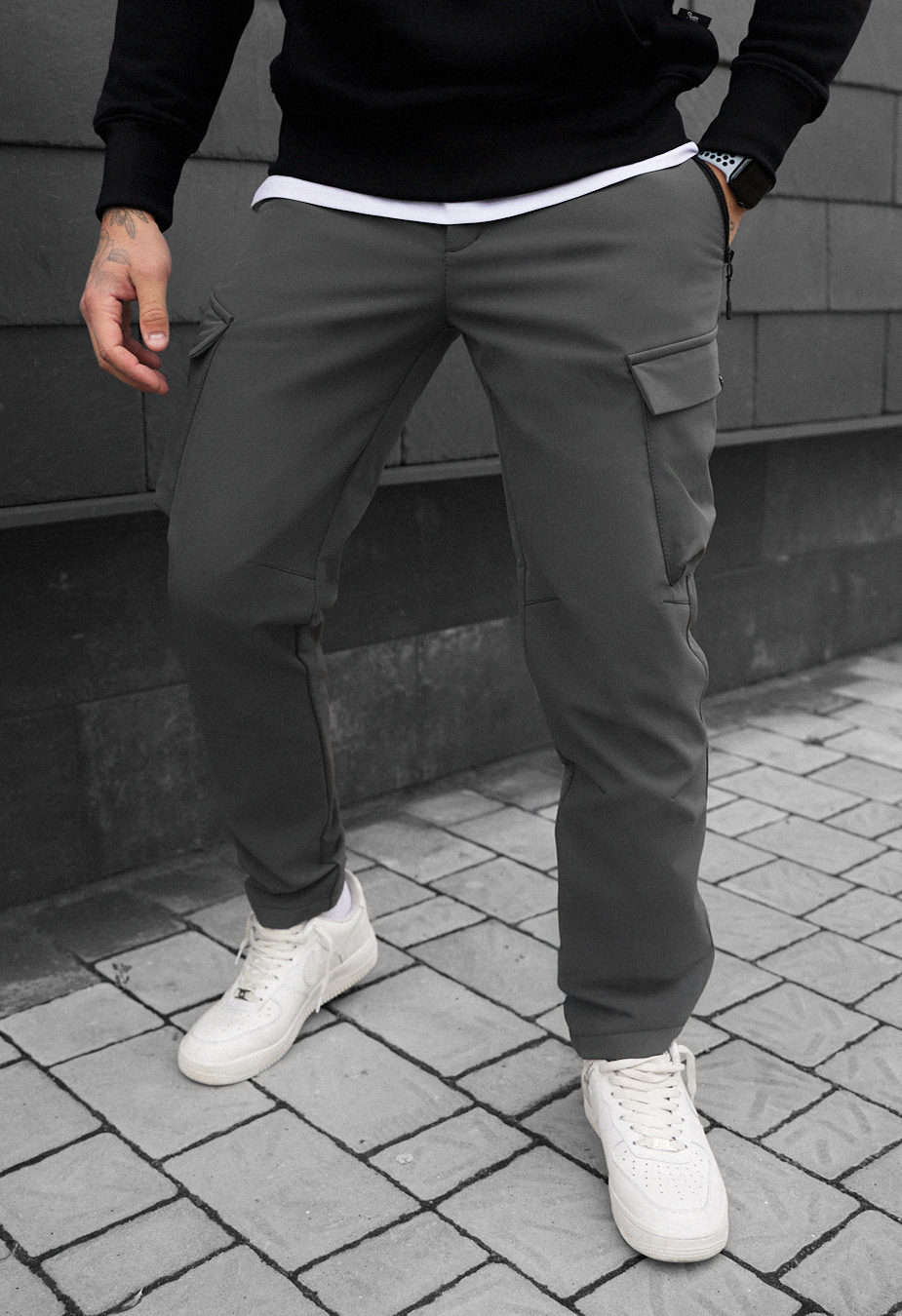 Spodnie ocieplane Staff st cargo gray fleece