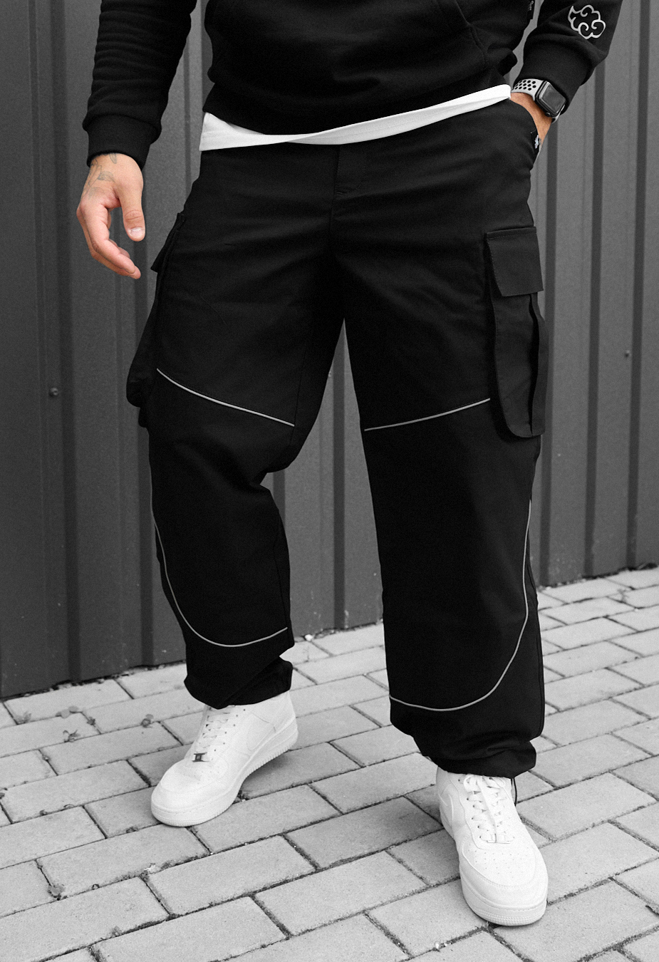 Spodnie Staff cargo fol black reflective