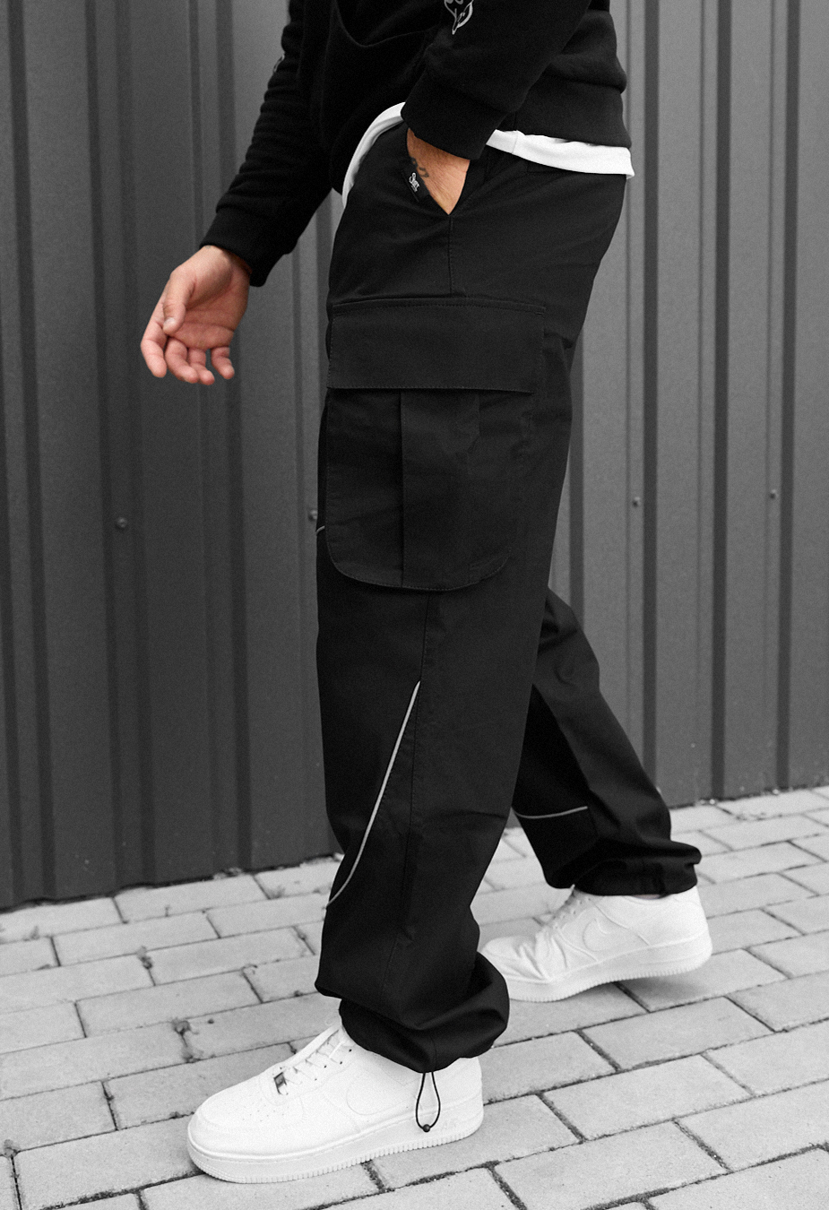 Spodnie Staff cargo fol black reflective