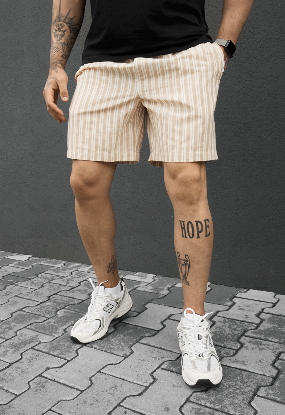 Spodenki Staff dt line beige & white