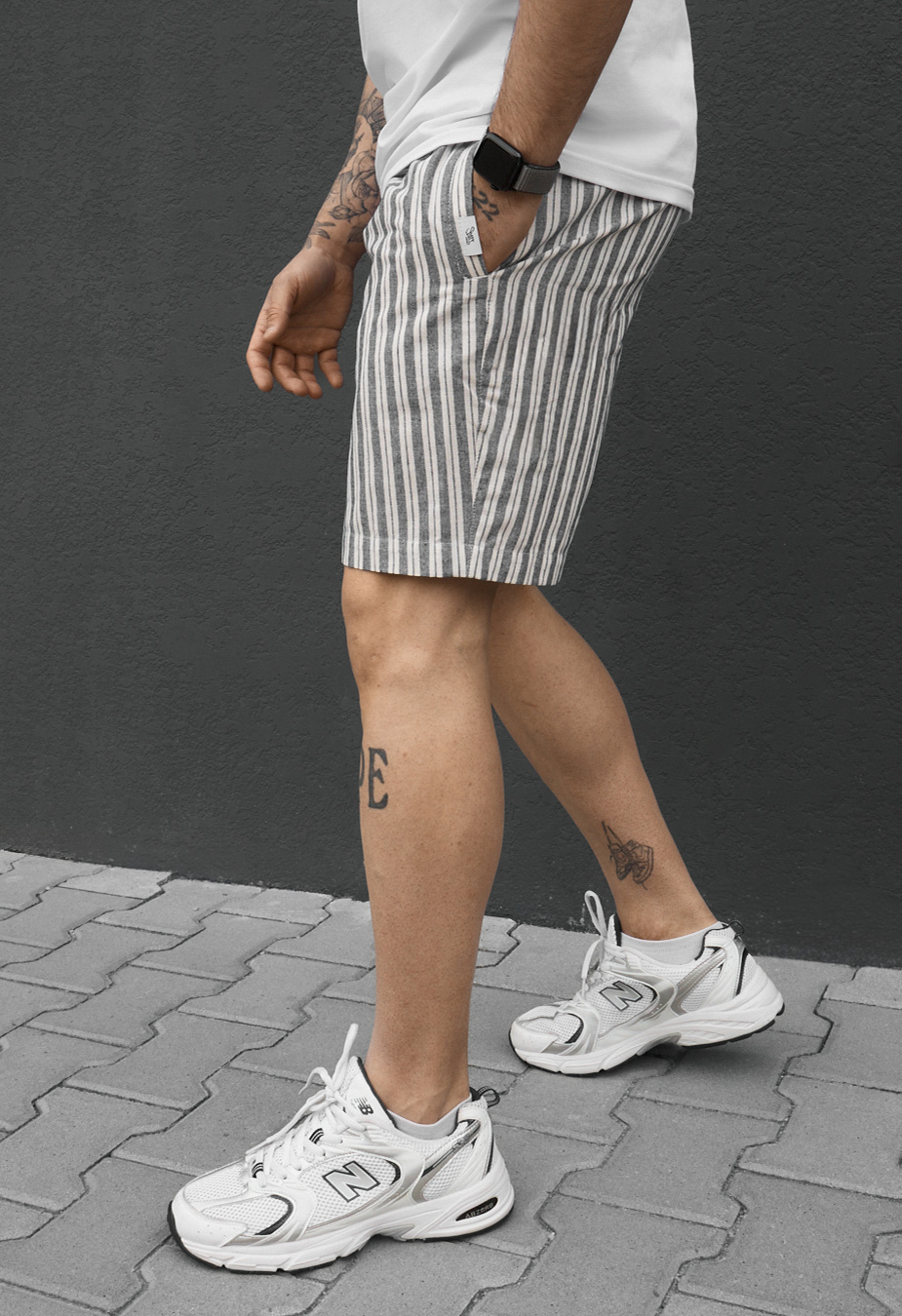 Spodenki Staff dt line dark gray & white