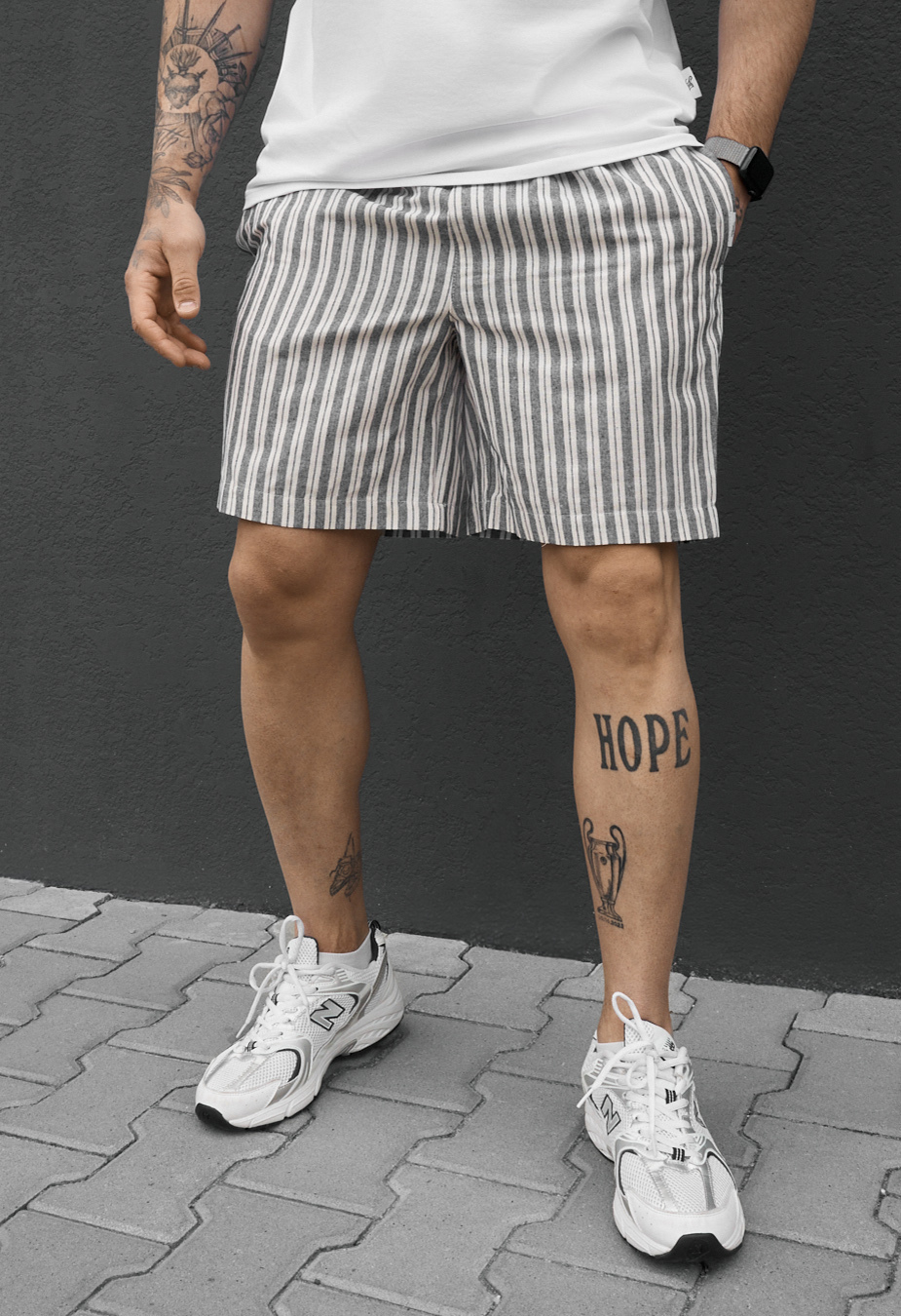 Spodenki Staff dt line dark gray & white