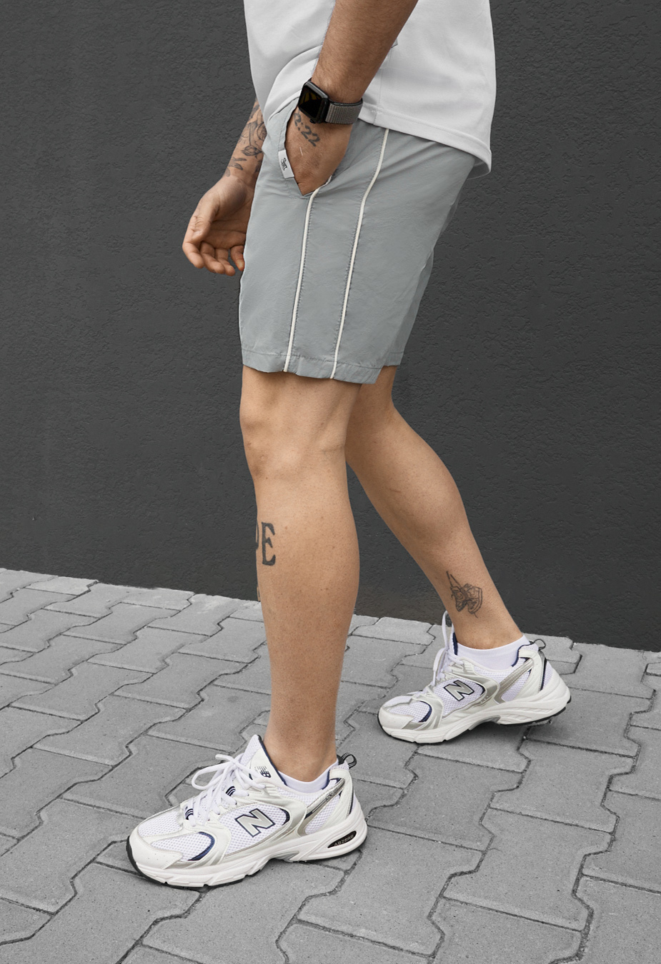 Spodenki plażowe Staff hor light gray reflective