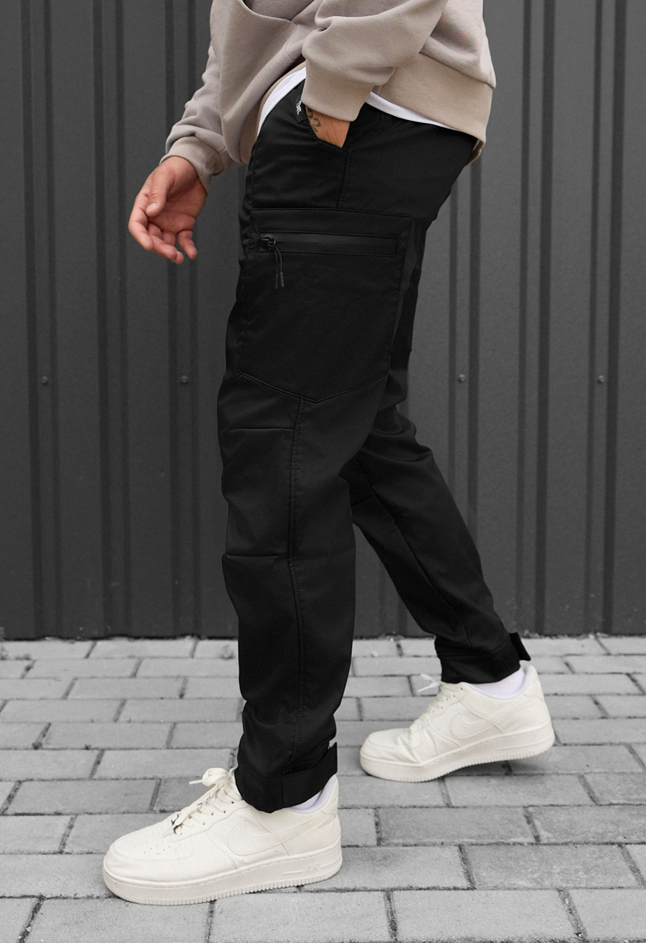 Spodnie ocieplane Staff do cargo black fleece