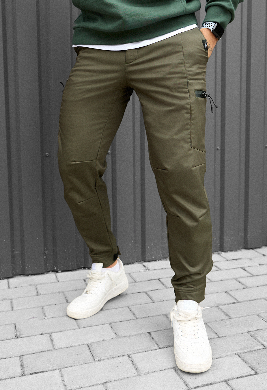 Spodnie ocieplane Staff do cargo khaki fleece