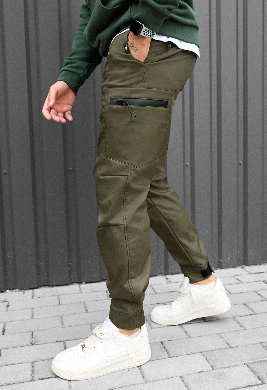 Spodnie ocieplane Staff do cargo khaki fleece