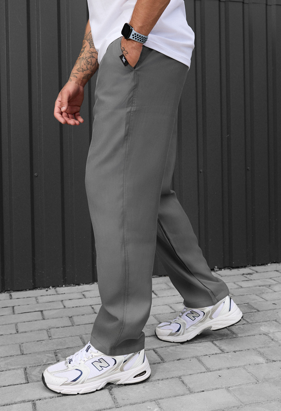 Spodnie chinos Staff pli gray