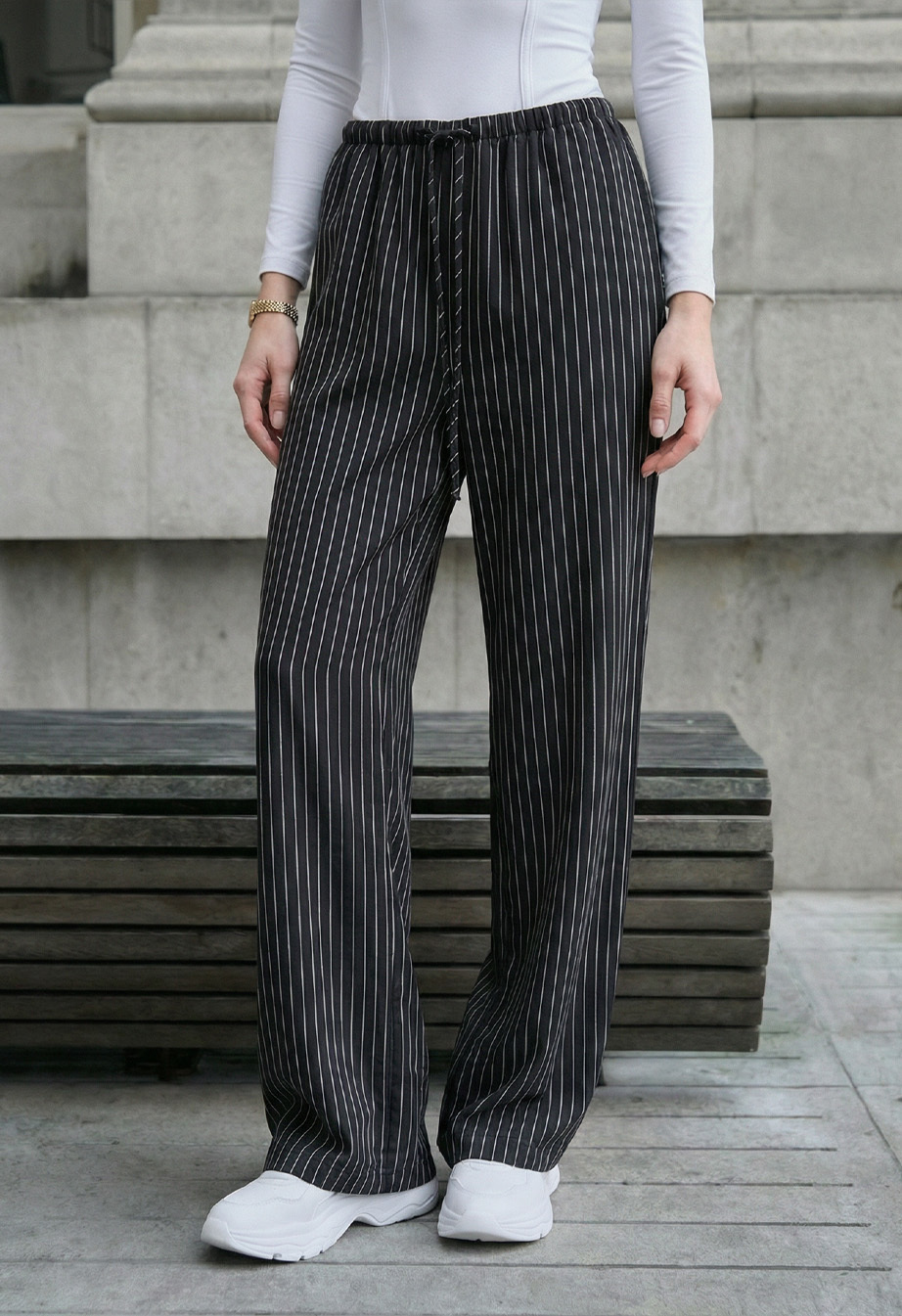 Spodnie Staff lam black & white