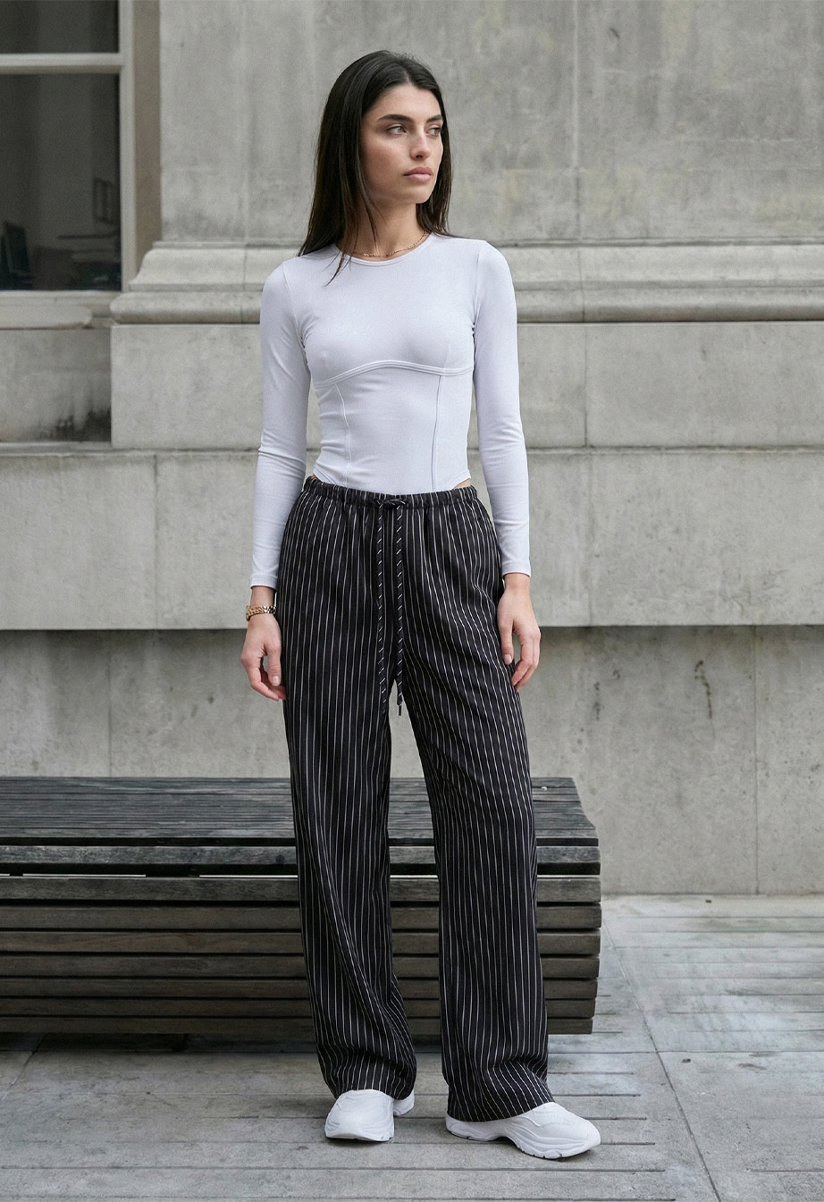 Spodnie Staff lam black & white