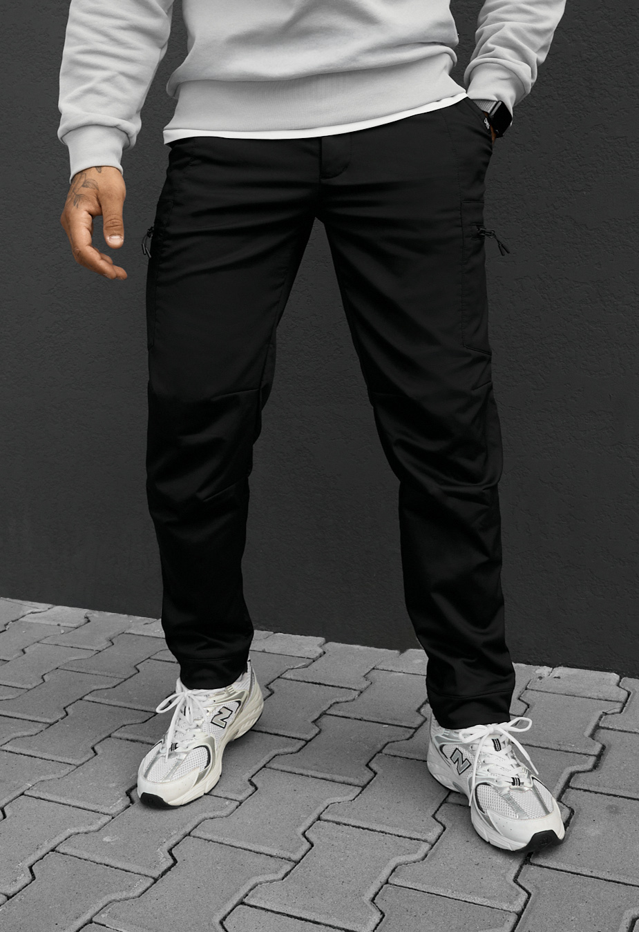 Spodnie ocieplane Staff do cargo black fleece