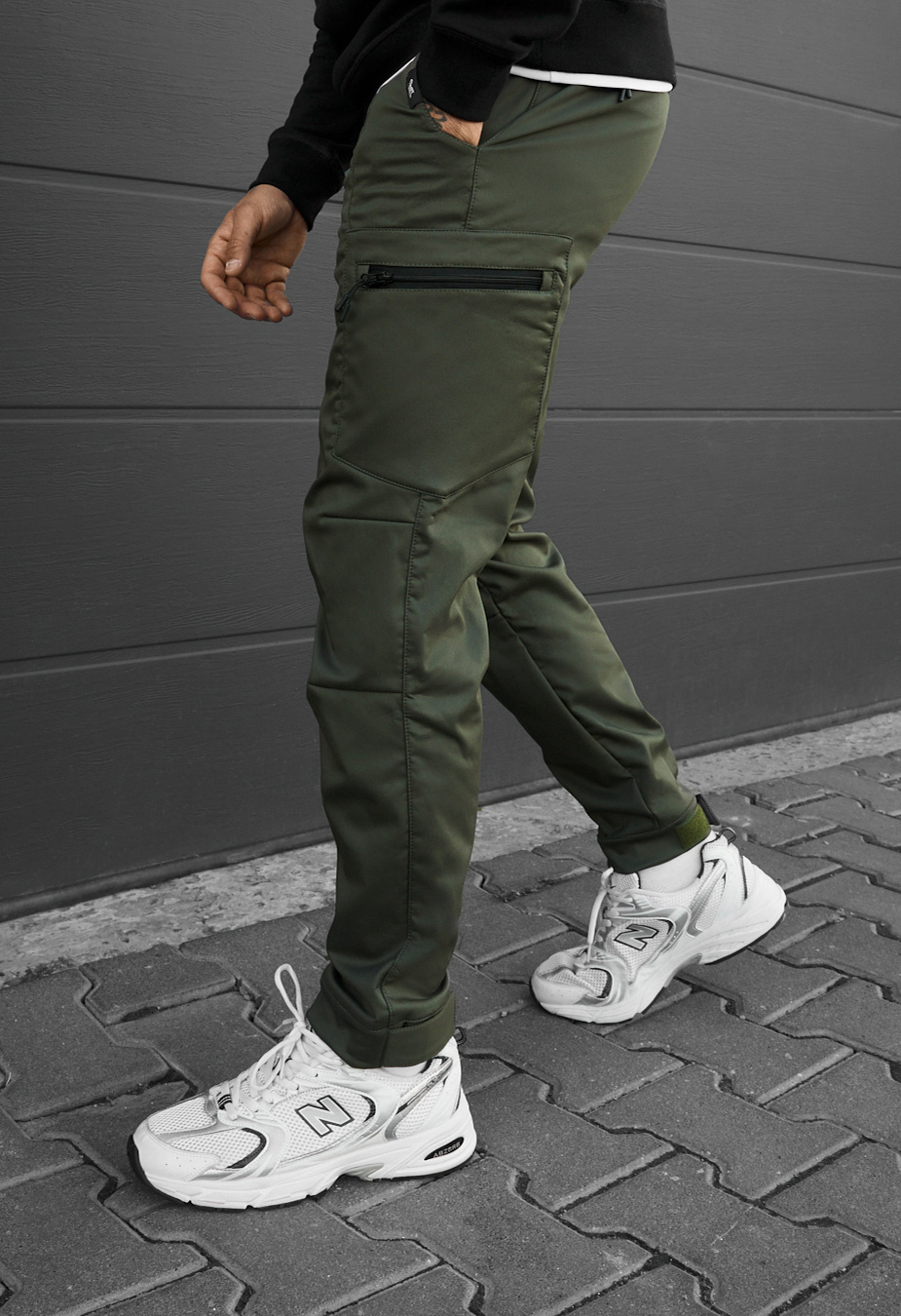 Spodnie ocieplane Staff do cargo khaki fleece
