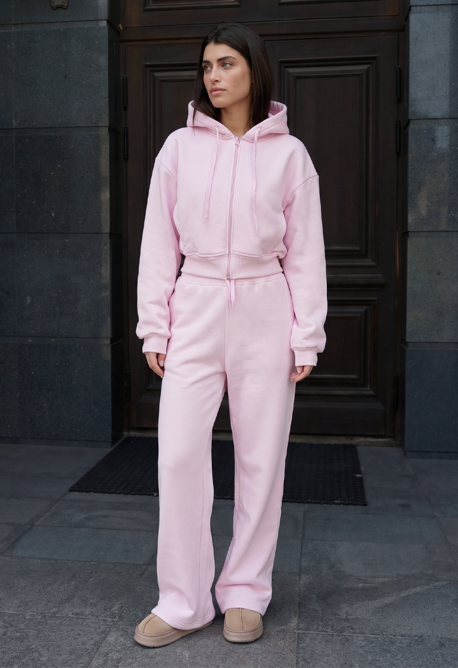 Dres Staff zip pink oversize fleece