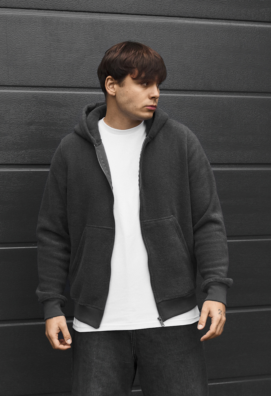 Bluza Staff zip dark gray fleece