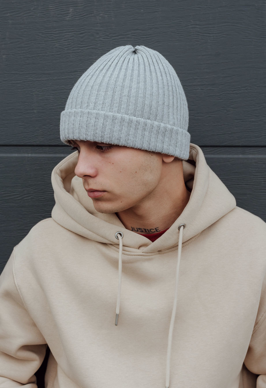 Czapka zimowa Staff long light gray