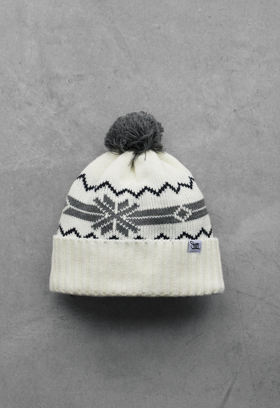 Czapka Staff white & gray pattern pompon