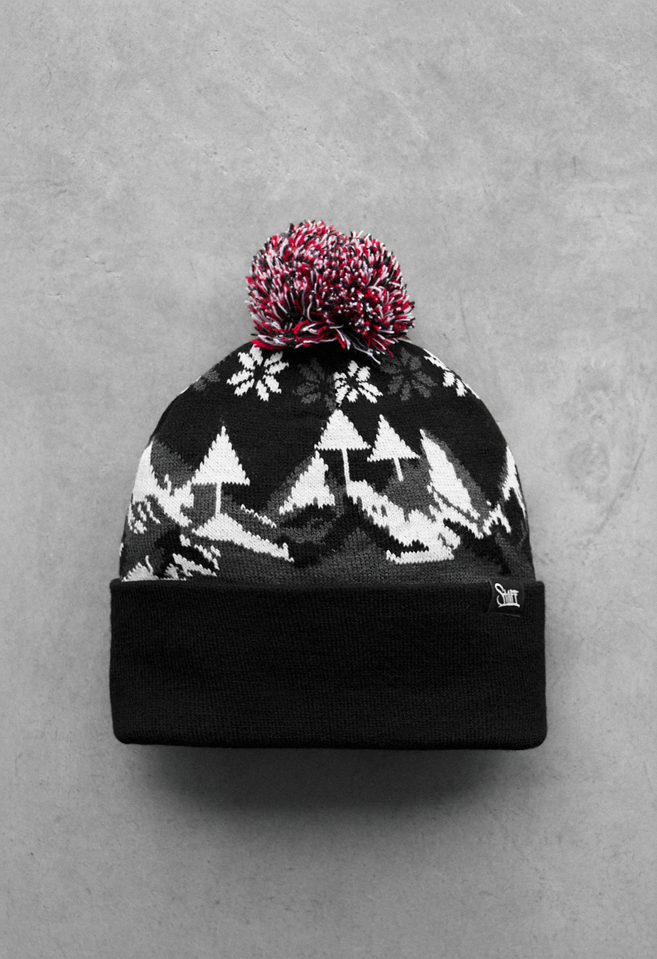 Czapka Staff mix 2 pattern pompon