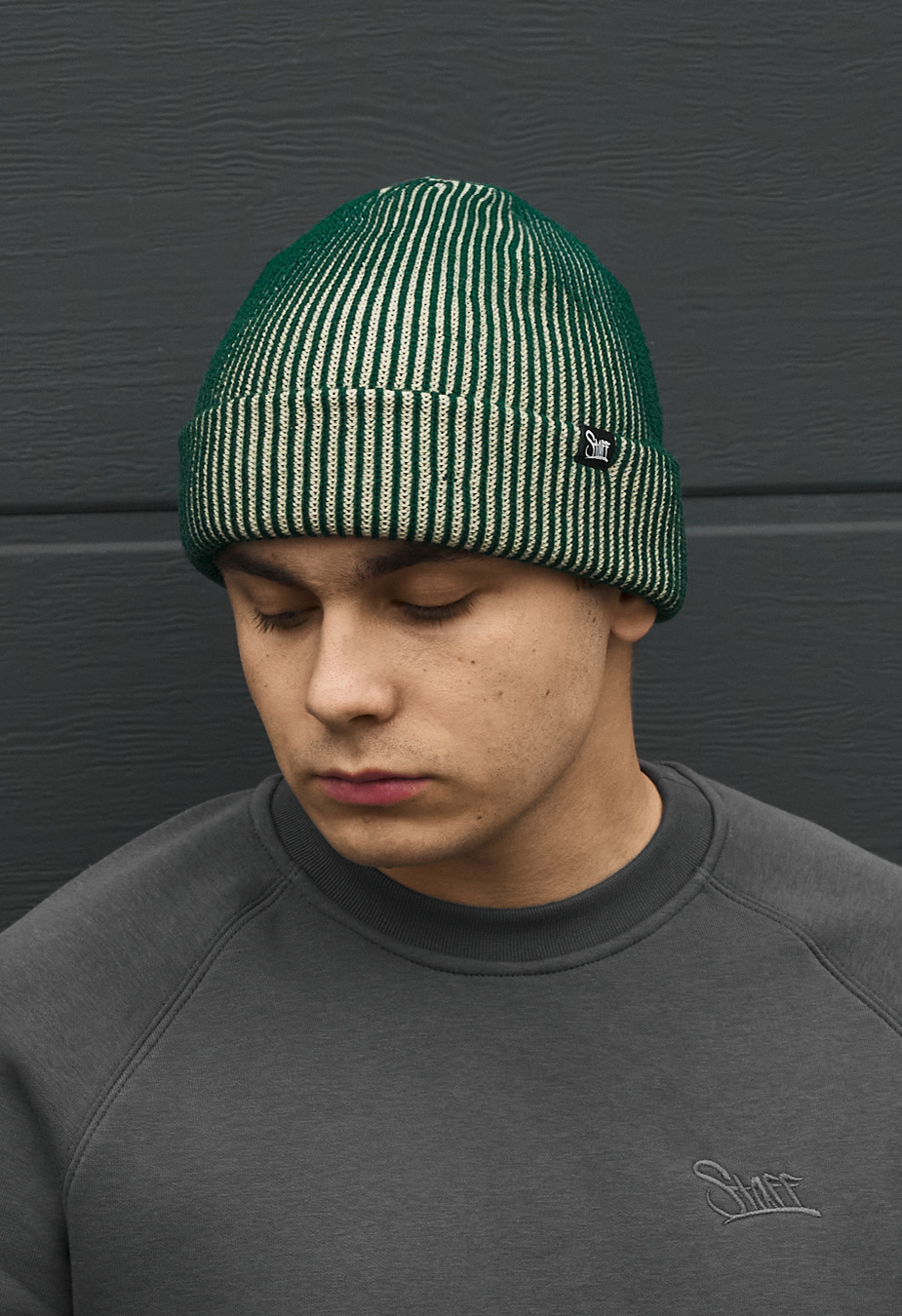 Czapka Staff beige & green stripes