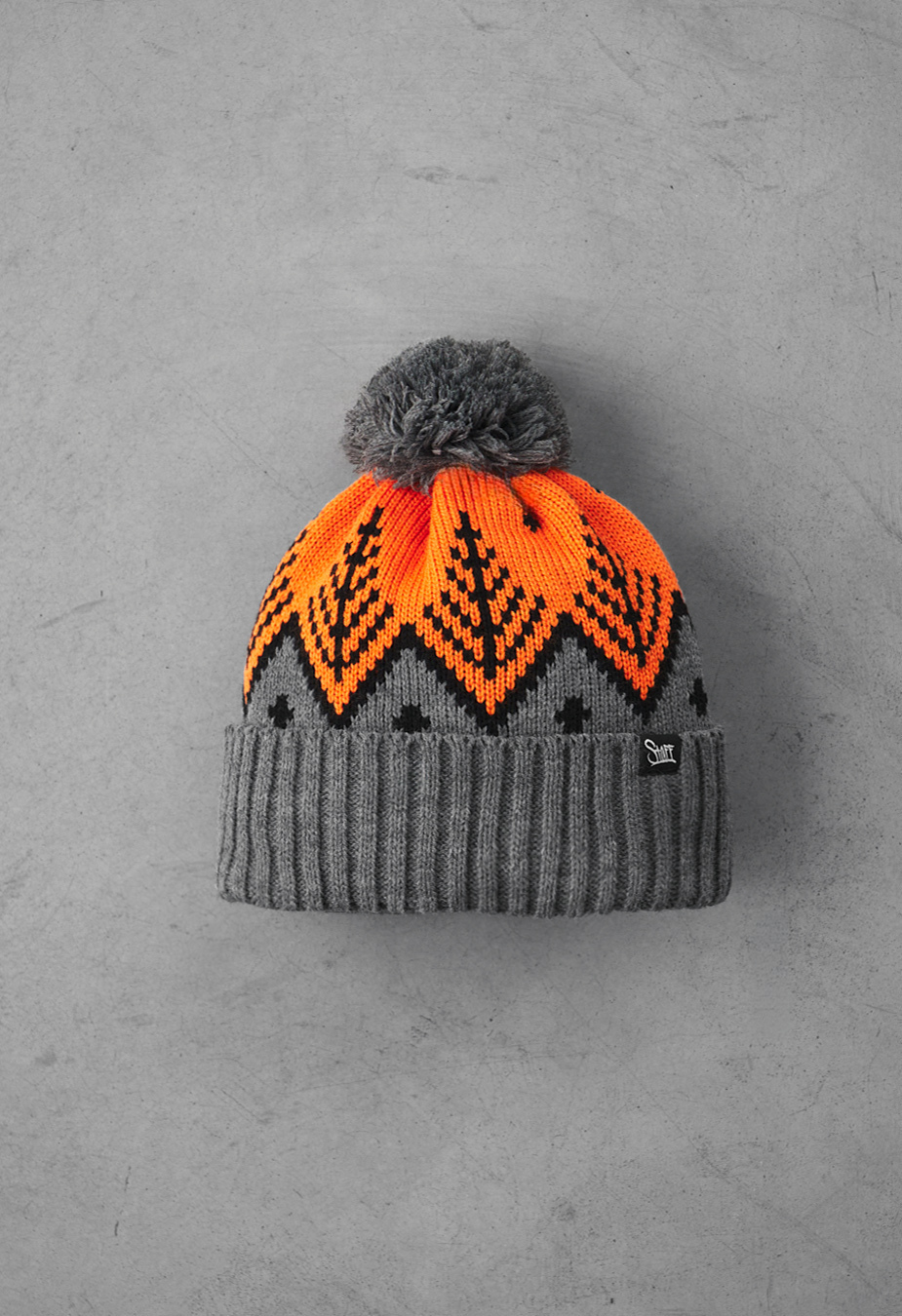 Czapka Staff orange & gray pattern pompon