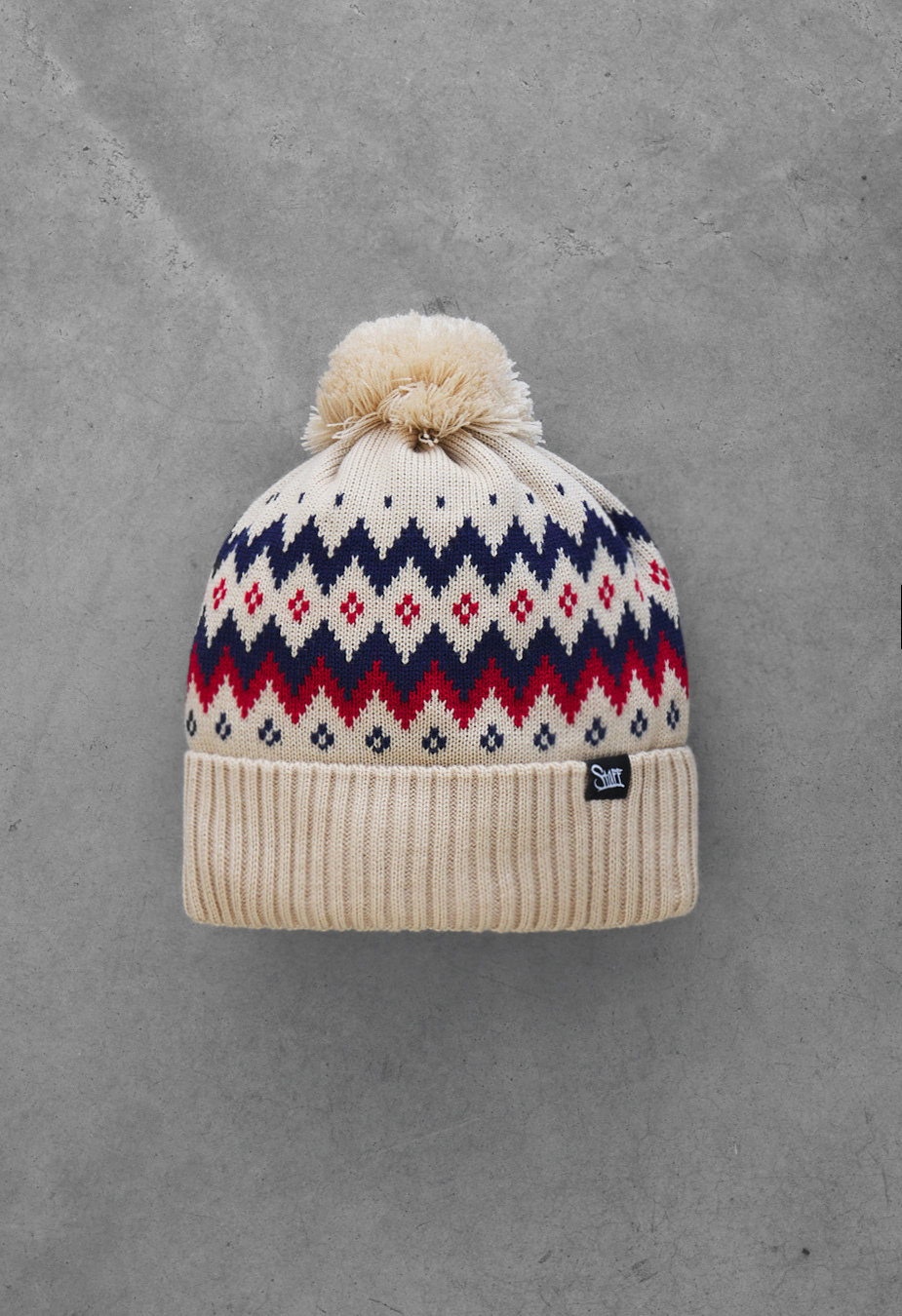 Czapka Staff beige pattern pompon