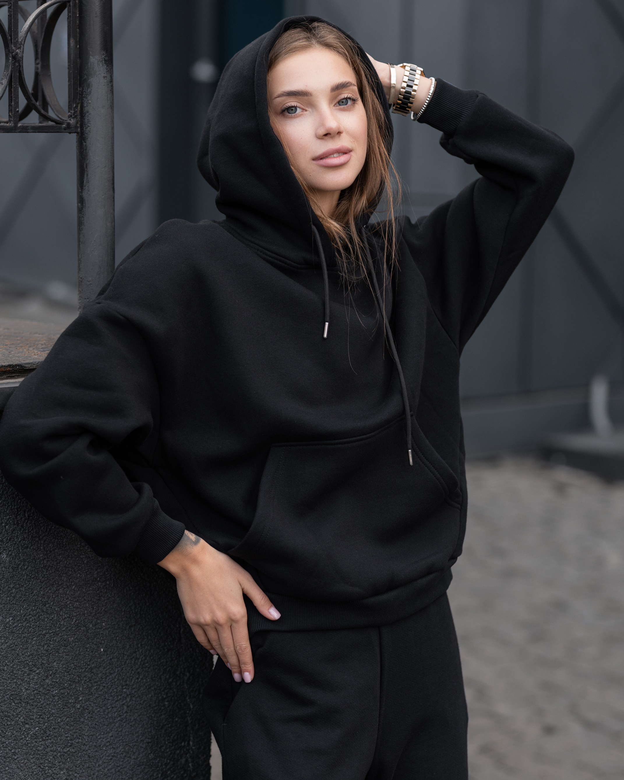 Damska bluza Staff basic black oversize fleece