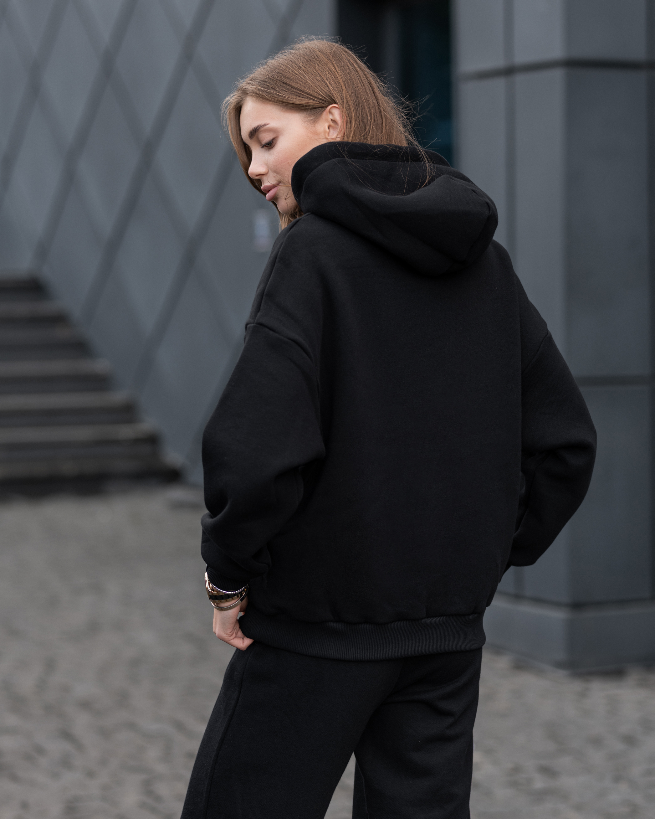 Damska bluza Staff basic black oversize fleece