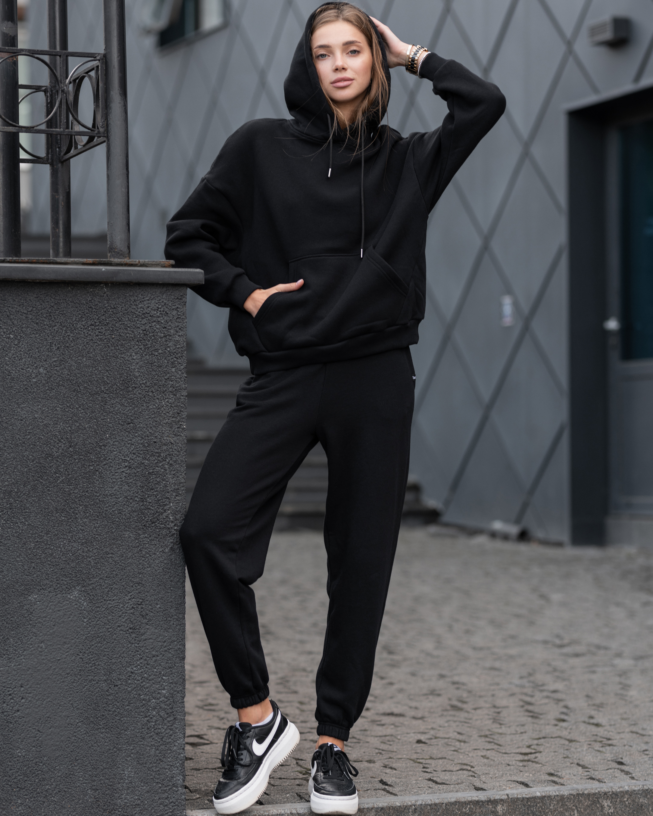 Damska bluza Staff basic black oversize fleece