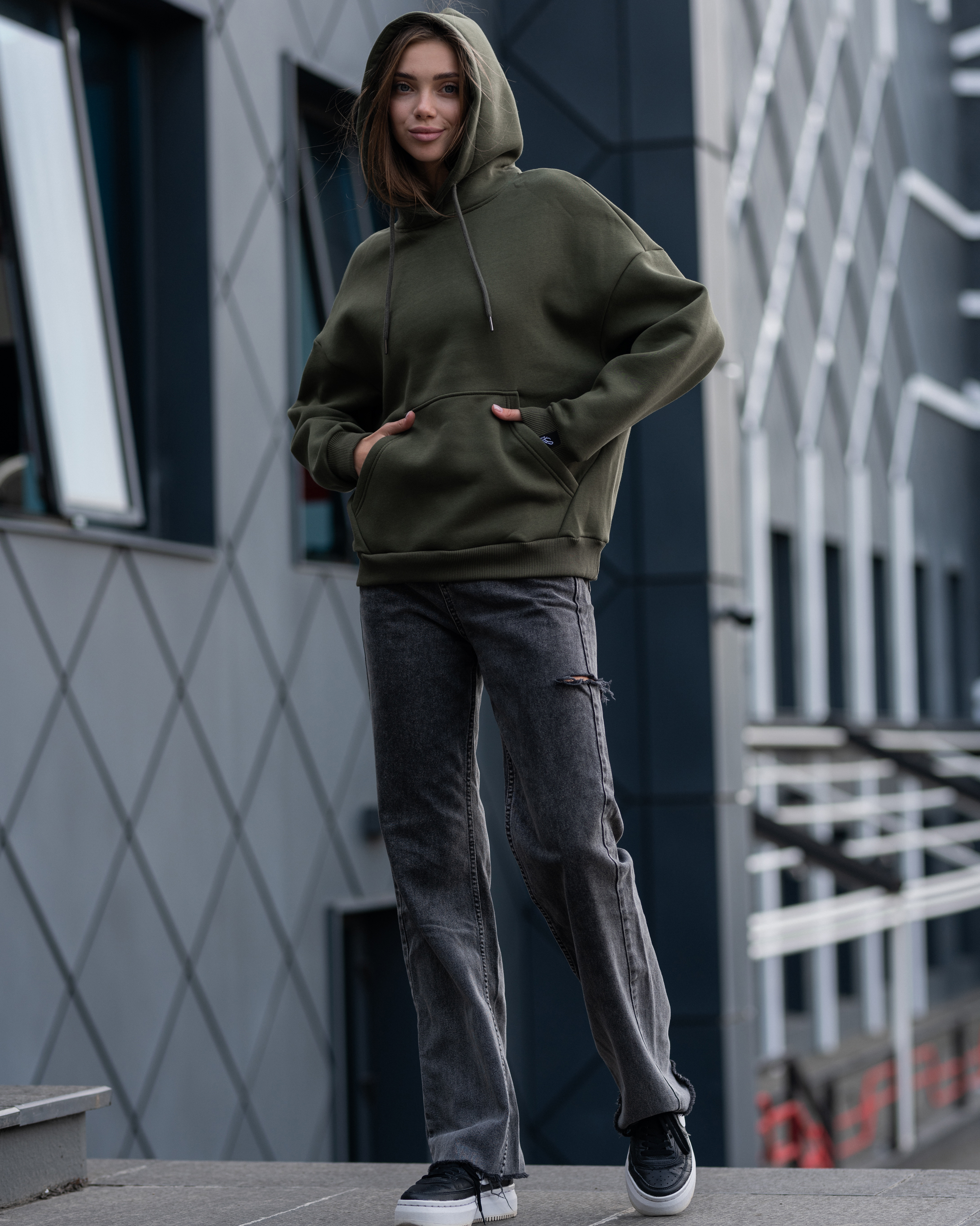 Damska bluza Staff basic khaki oversize fleece