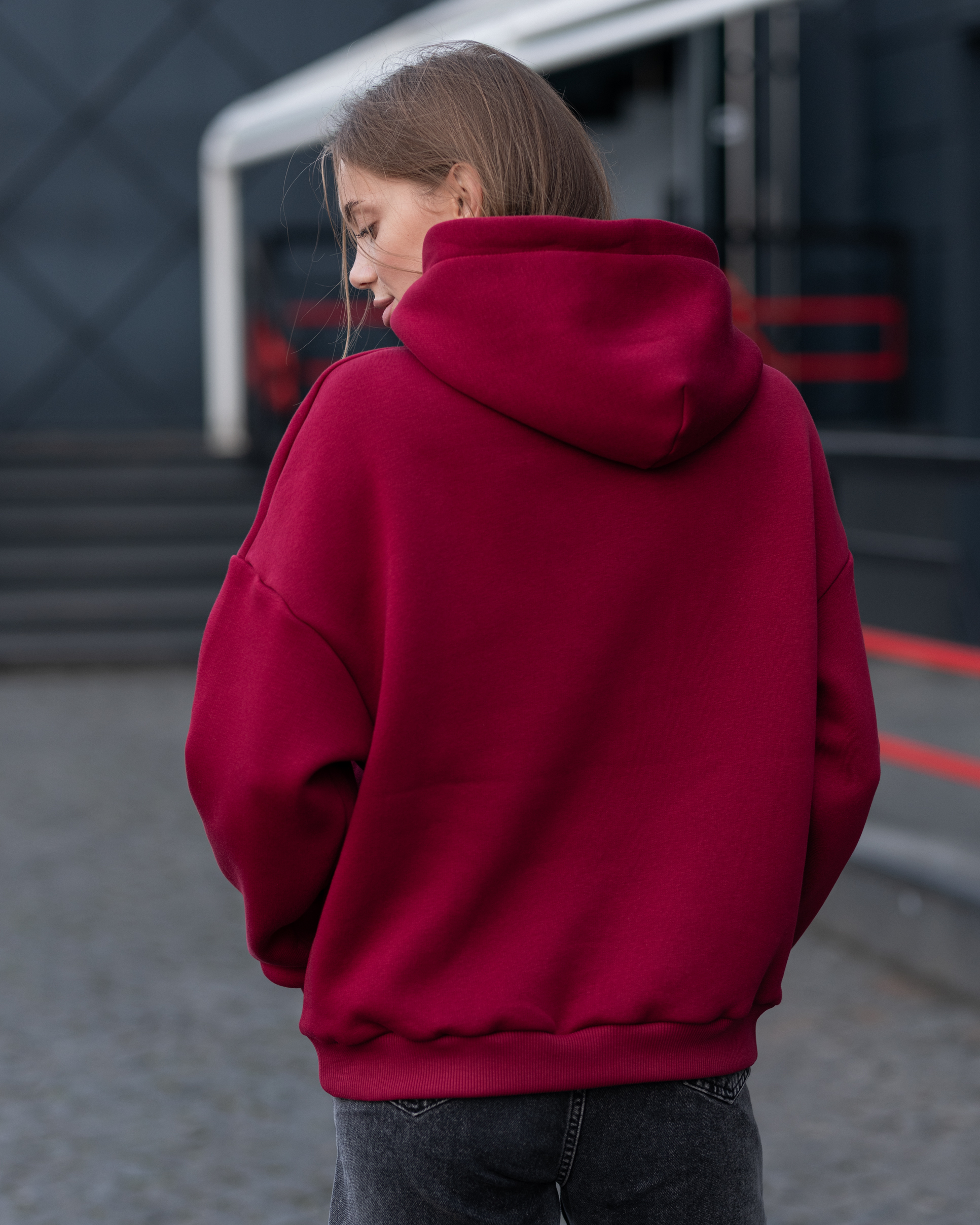 Damska bluza Staff basic bordo oversize fleece