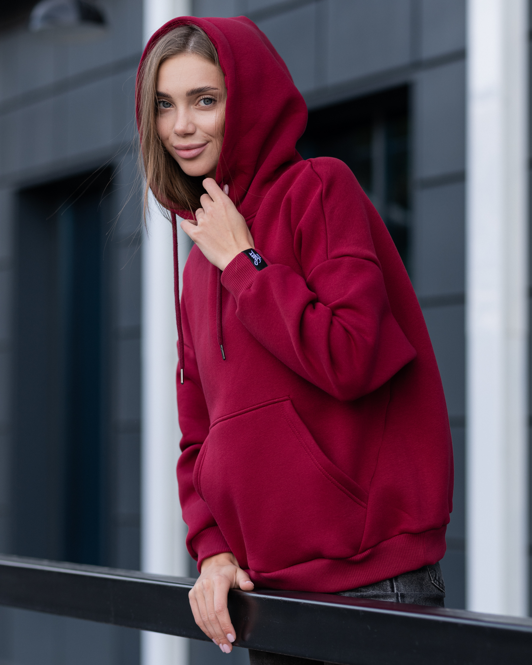 Damska bluza Staff basic bordo oversize fleece