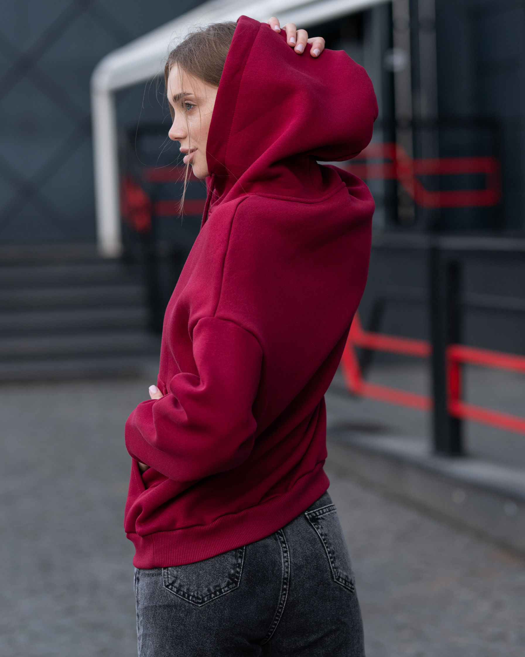 Damska bluza Staff basic bordo oversize fleece