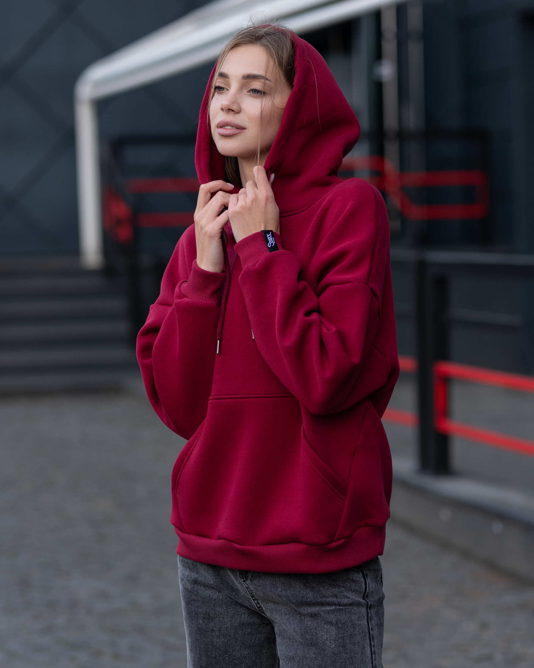 Damska bluza Staff basic bordo oversize fleece