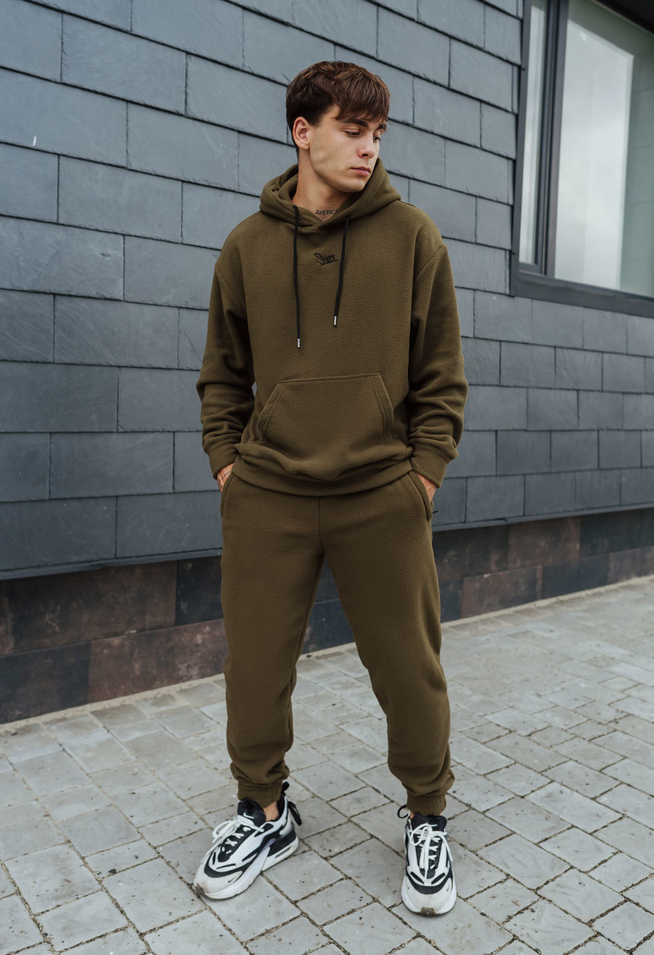Dres sportowy Staff khaki microfleece logo oversize