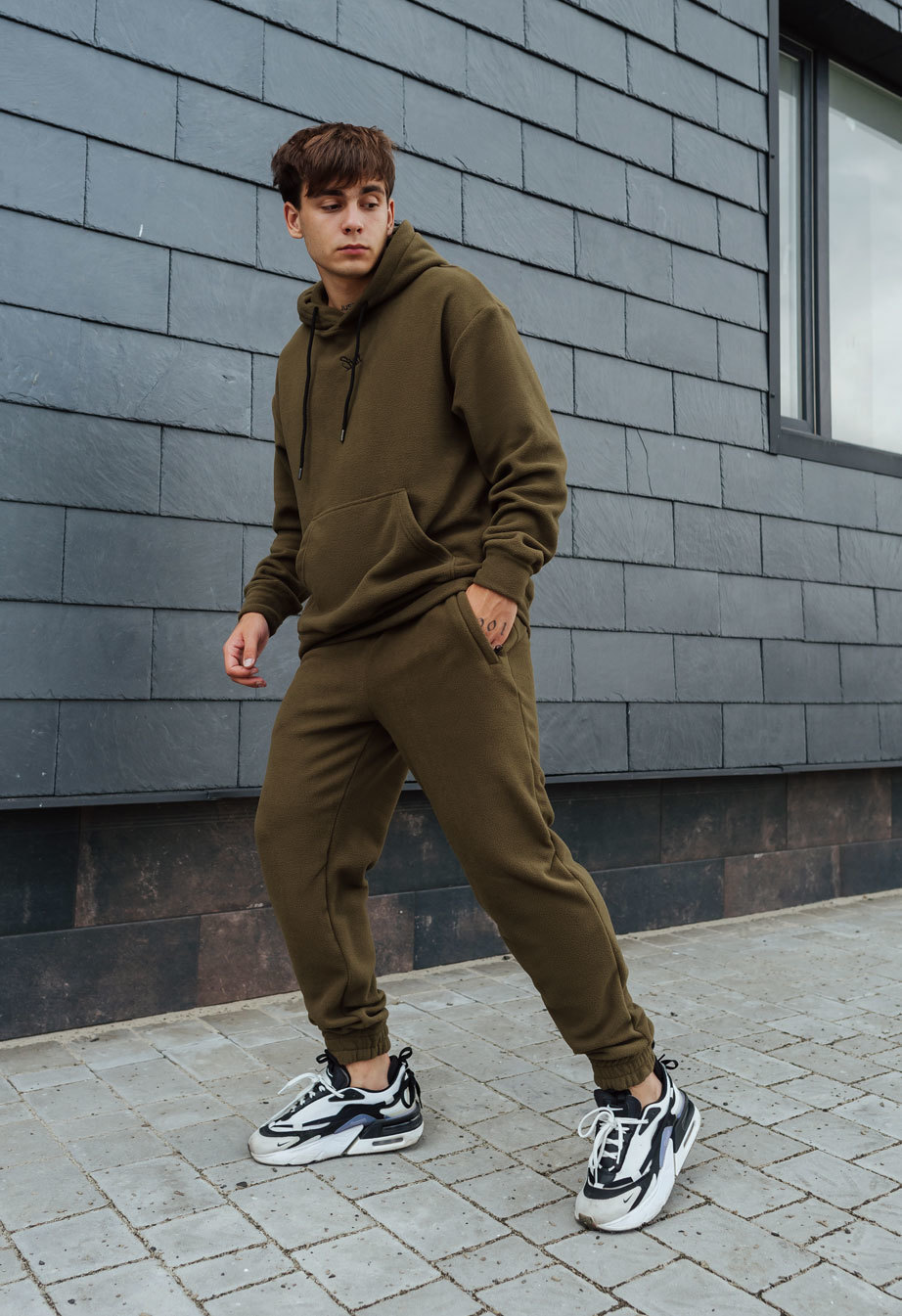Dres sportowy Staff khaki microfleece logo oversize