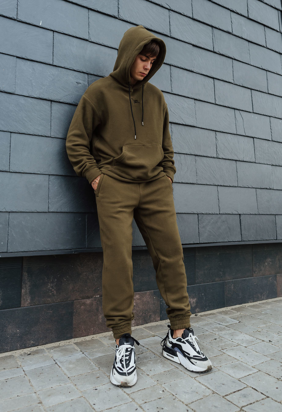 Dres sportowy Staff khaki microfleece logo oversize