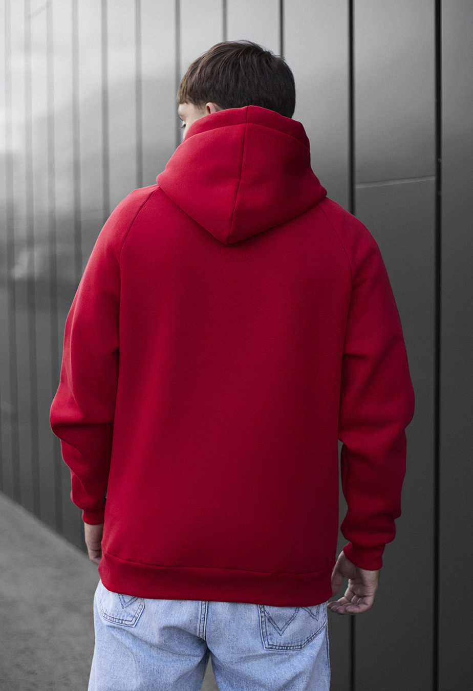 Bluza z kapturem Staff red logo oversize fleece