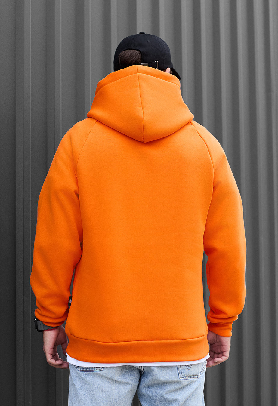 Bluza z kapturem Staff orange logo oversize fleece