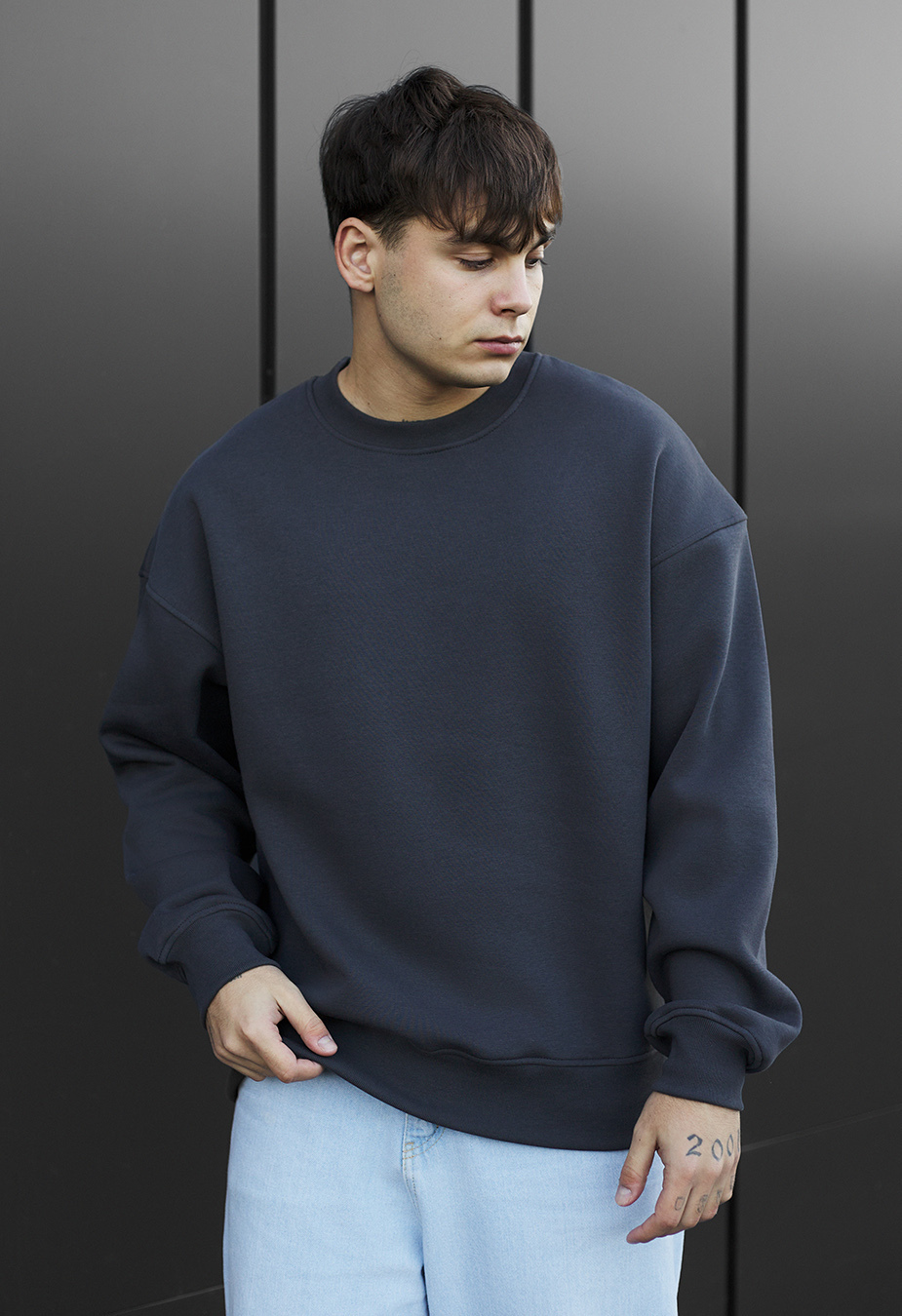 Bluza Staff dark gray oversize fleece